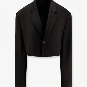 Single breasted cut off viscose and wool blazer