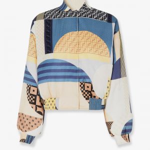 Reversible patchwork silk bomber