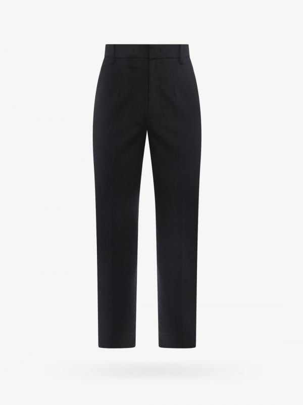 Wool trouser with iconic metal patch
