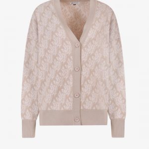 Wool cardigan with all-over monogram