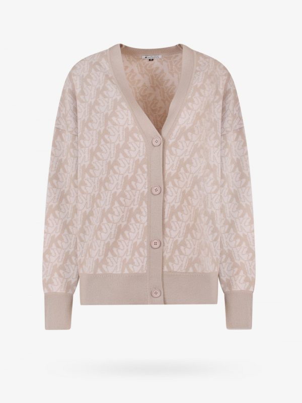 Wool cardigan with all-over monogram