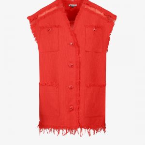 Tweed vest with frayed profiles