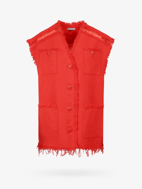 Tweed vest with frayed profiles