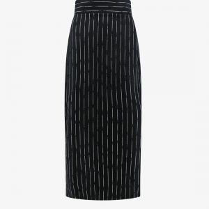Wool skirt with striped motif