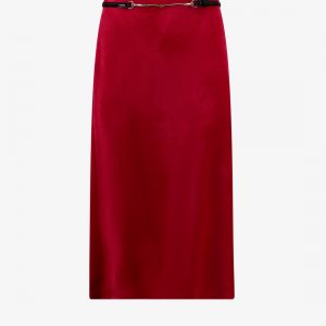 Velvet skirt with belt and horsebit detail