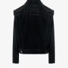 Black denim jacket with fabric sleeves — изображение 2