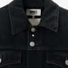 Black denim jacket with fabric sleeves — изображение 3