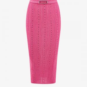 Ribbed skirt with all-over rhinestone detail