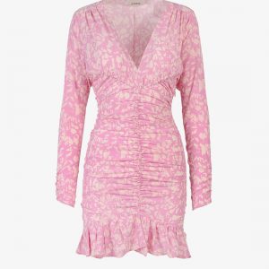 Stretch silk dress with all-over print