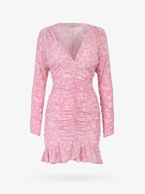 Stretch silk dress with all-over print