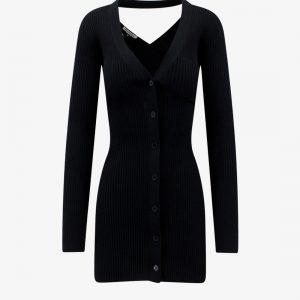 Viscose cardigan with ribbed pattern