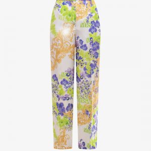 Viscose trouser with versace orchid print