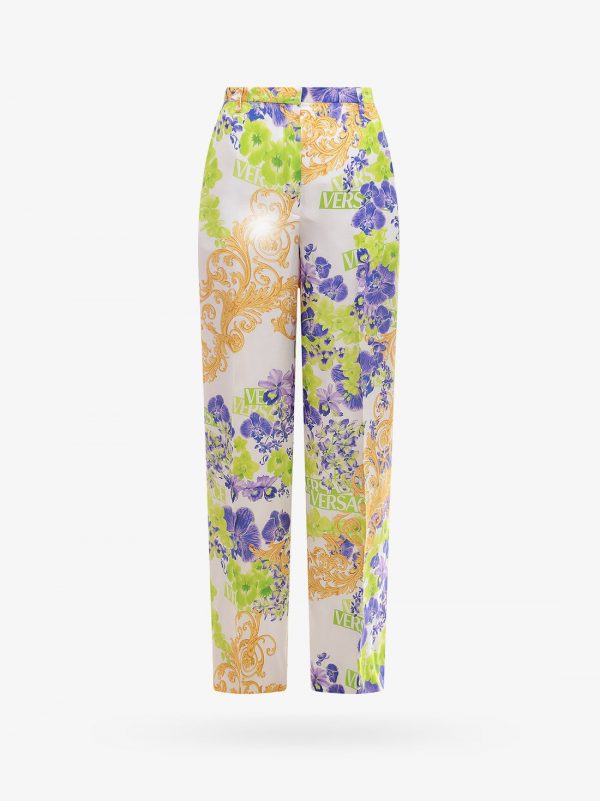 Viscose trouser with versace orchid print