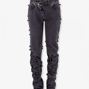 Black denim trouser with knot details
