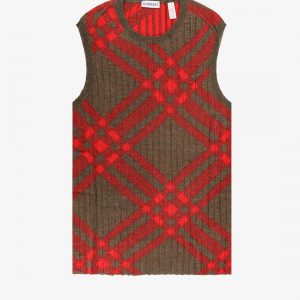 Ribbed vest with check intarsia