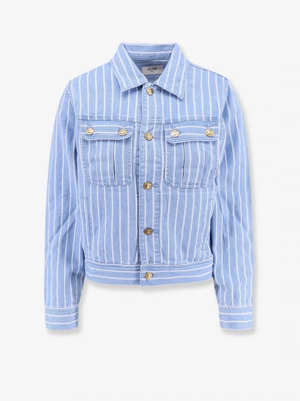 Striped cotton jacket with triomphe buttons