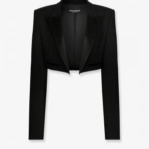 Virgin wool blazer with satin profiles