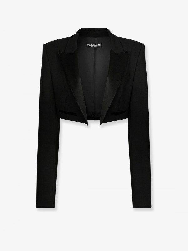 Virgin wool blazer with satin profiles
