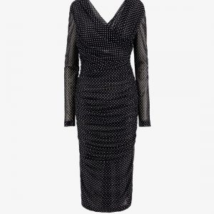 Polka-dots dress with drapery