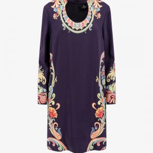 Viscose dress with iconic multicolor print