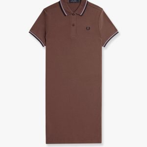 Stretch cotton polo dress with contrasting profiles