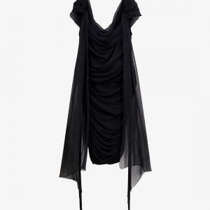 Stretch viscose dress with drapery