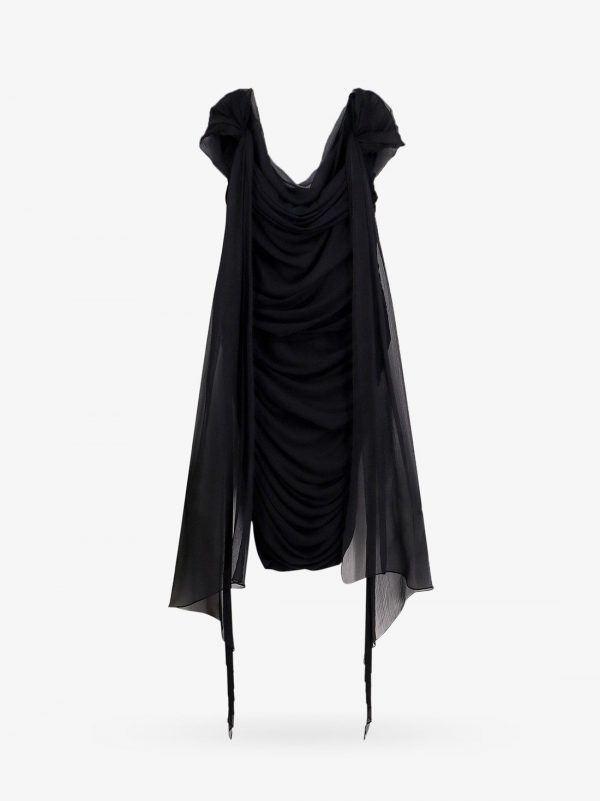 Stretch viscose dress with drapery