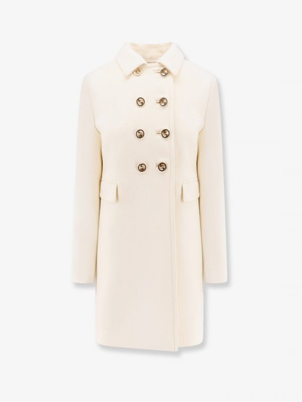 Wool coat with interlocking gg buttons