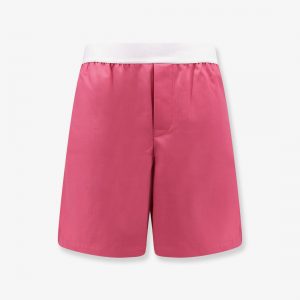Wool shorts with frontal logo