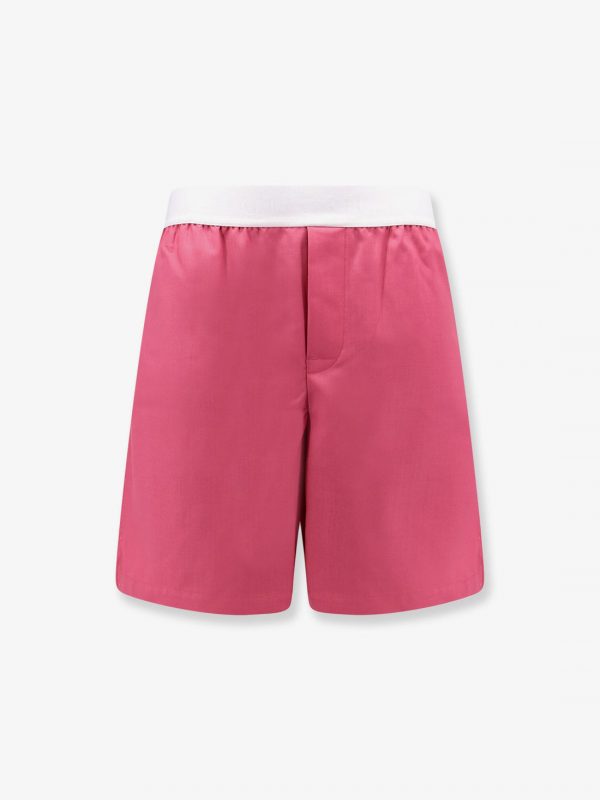 Wool shorts with frontal logo