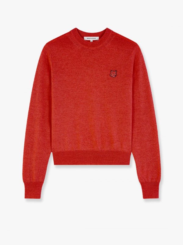 Wool melange sweater with foxy patch on the front