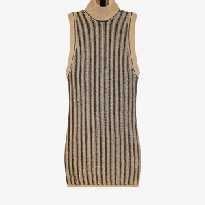 Wool blend dress with metallized effect