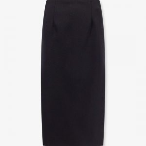 Virgin wool longuette skirt with slits and silk lining