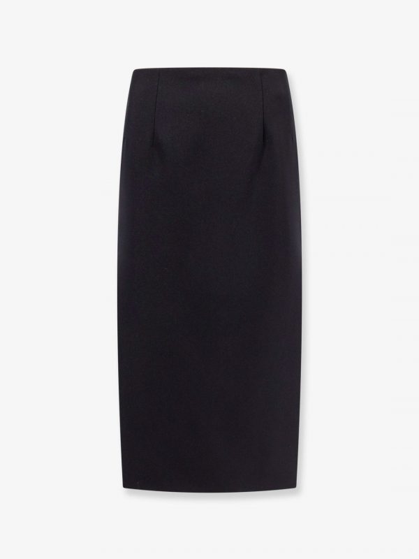 Virgin wool longuette skirt with slits and silk lining