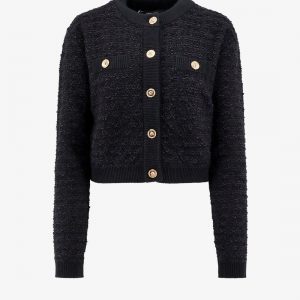 Bouclé tweed cardigan with medusa buttons