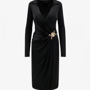 Satin dress with safety pin