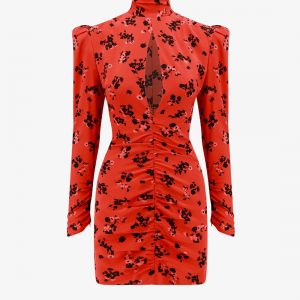 Silk dress with drapery on the front