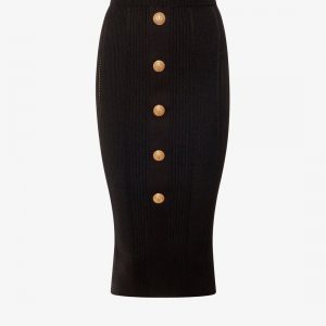 Ribbed sustainable viscose skirt