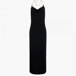 Viscose midi dress with chain detail