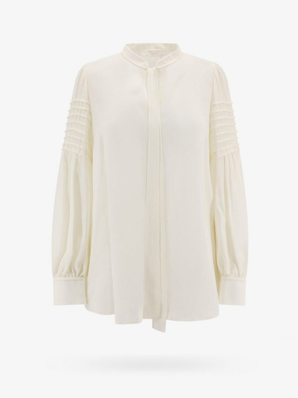 Virgin wool shirt with frontal bow