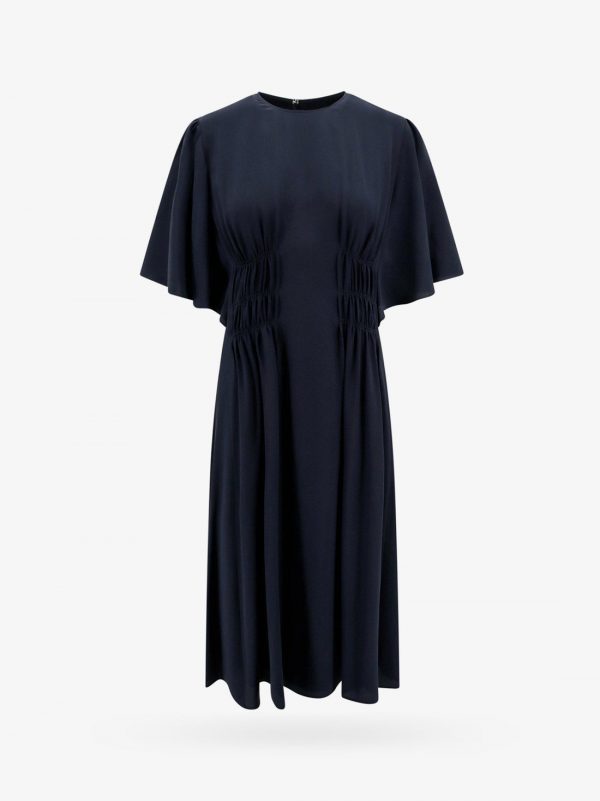 Silk dress with frontal drapery