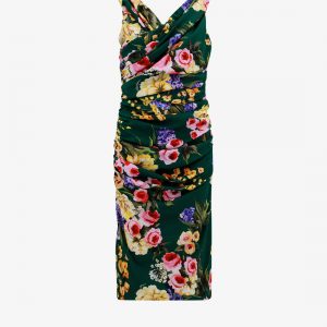 Stretch silk dress with floral print