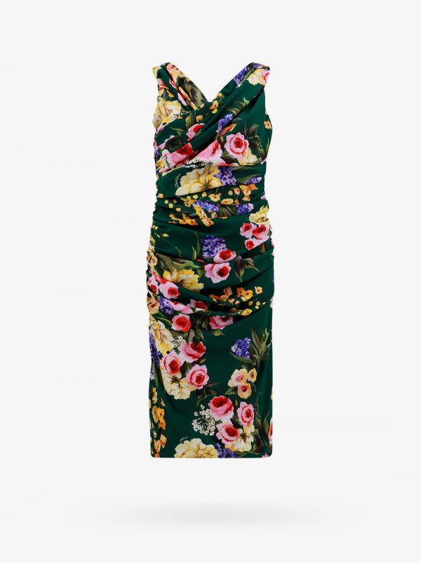 Stretch silk dress with floral print