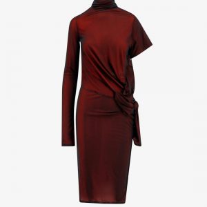 Viscose dress with asymmetric sleeves