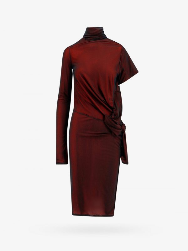 Viscose dress with asymmetric sleeves