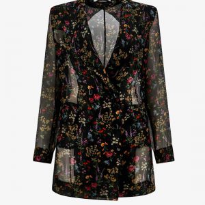 Silk blazer with floral print