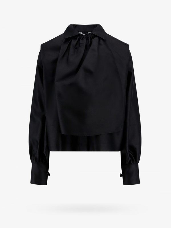 Silk and cotton shirt with jabot