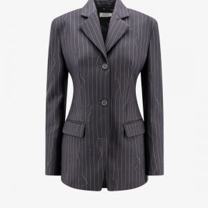 Pinstripe fabric blazer with shoulder pads