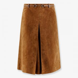 Suede skirt with Horsebit detail