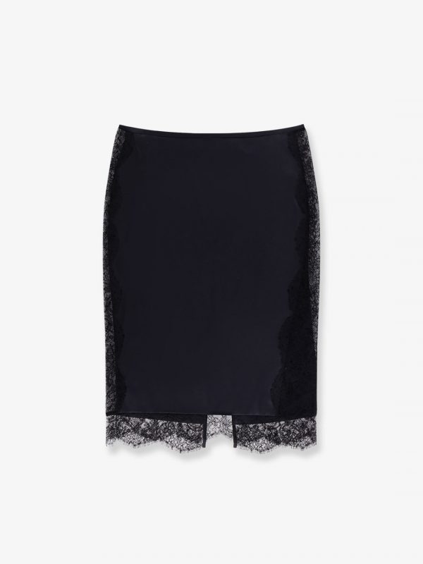 Silk skirt with lace inserts